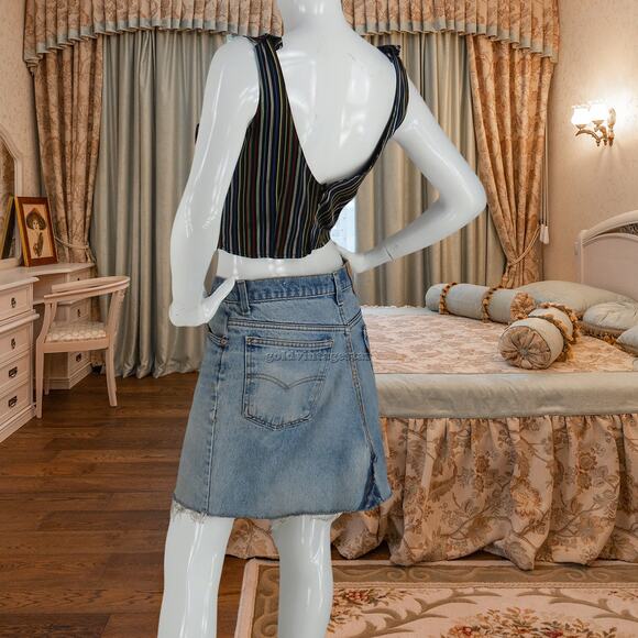 Levi's Vintage Orange Tab Denim Skirt Chic Y2K Revival - Picture 4 of 8